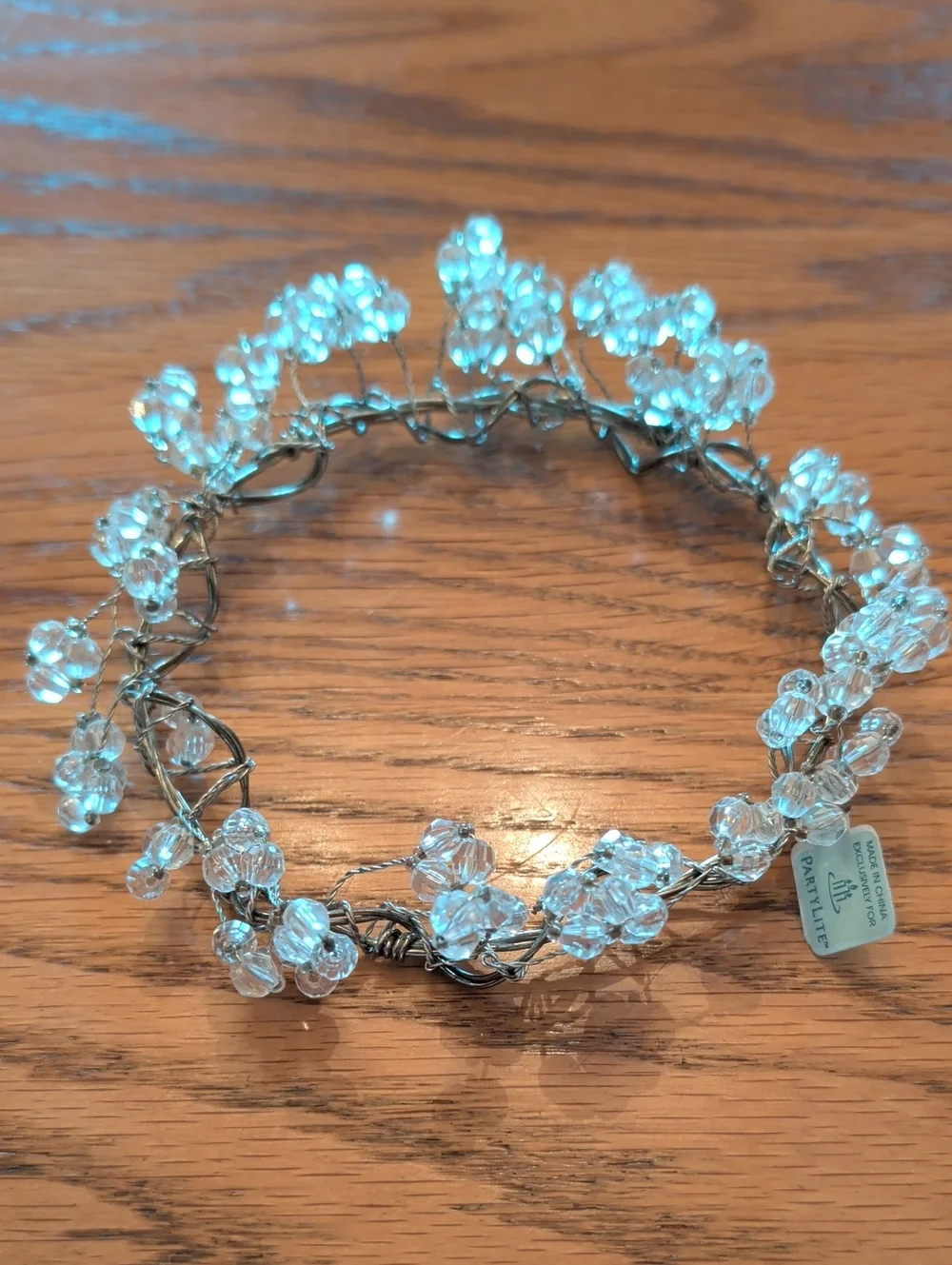 NEW - Clear Beaded Candle Ring, Partylite